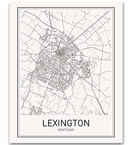 Lexington Poster Map of Lexington Map City Map Posters Modern Map Art City Prints Lexington Map Art Minimal Print City Poster City Map Wall Art Minimalist Posters 8x10