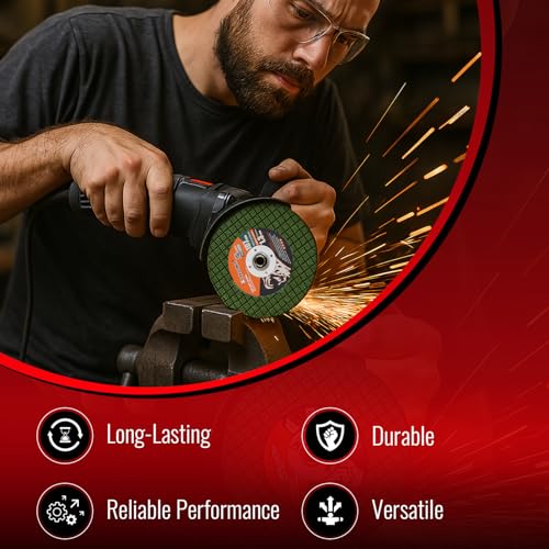 Image of Spartan 4 inch Metal Cutting Disc for Angle Grinder | Cut Off Wheel for Steel, Iron & Stainless Steel | Fast Clean Cuts & Low Burr | Heavy Duty Cutting Wheel | Set Of 10