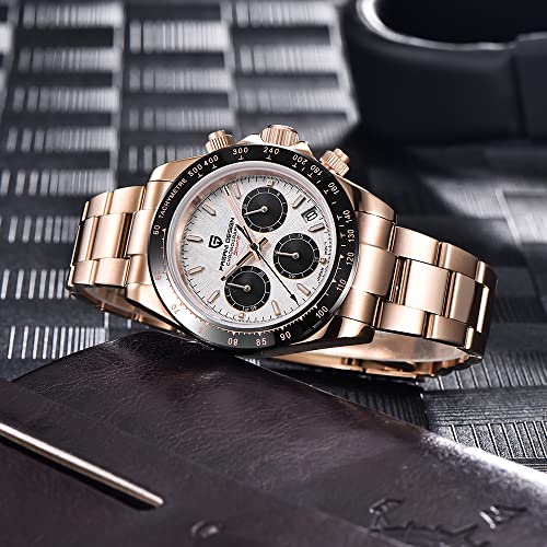 HaiQin Pagani Design Men’s Watches Full Stainless Steel Analogue Quartz Wrist Watch for Men Luxury Waterproof Dress Wristwatch Date