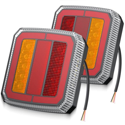 PROZOR LED Trailer Lights Rear Light Kit 12-30V Waterproof IP65 E-Marked Road Legal Tail Brake Indicator Lights with Reflector for Trailer Truck Lorry Caravan Van Tractor (screw mounting)