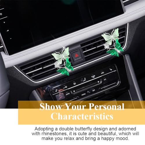Image of 4PCS Car Air Fresheners Vent Clips, Butterfly Car Accessories, Sparkly Bling Dual Butterfly Auto Air Vent Clips, Automotive Cute Air Conditioning Outlet Decoration Universal for Women Girl