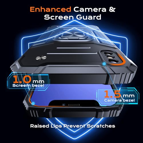 Image of Anqrp Heavy Duty Case for iPhone X /XS Case with Enhanced Ring Holder Grip Stand, Military Grade Shockproof Rugged Drop Protective Silicone Hard Slim iPhone X /XS Phone Case Cover, Matte Black