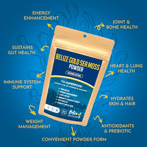 Belize Blue Nutrients – Gold Sea Moss Powder – 100% Pure Sustainably Harvested Eucheuma Cottonii from Belize – Mineral-Rich Superfood for Energy, Gut & Immune Support - 4 Oz - Image 5