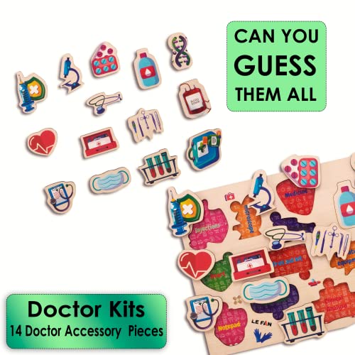 Lefan Kids' Medical Equipment: Spark Creativity and Learning with Pretend Play Toys & Interactive Body Parts Puzzle Wooden Puzzle