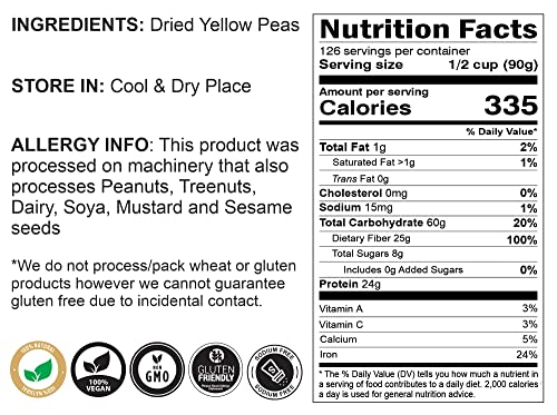 Image of Rani Yellow Peas Whole, Dried (Vatana, Matar) 400oz (25lbs) 11.36kg Bulk Box ~ All Natural | Vegan | Gluten Friendly | Product of USA