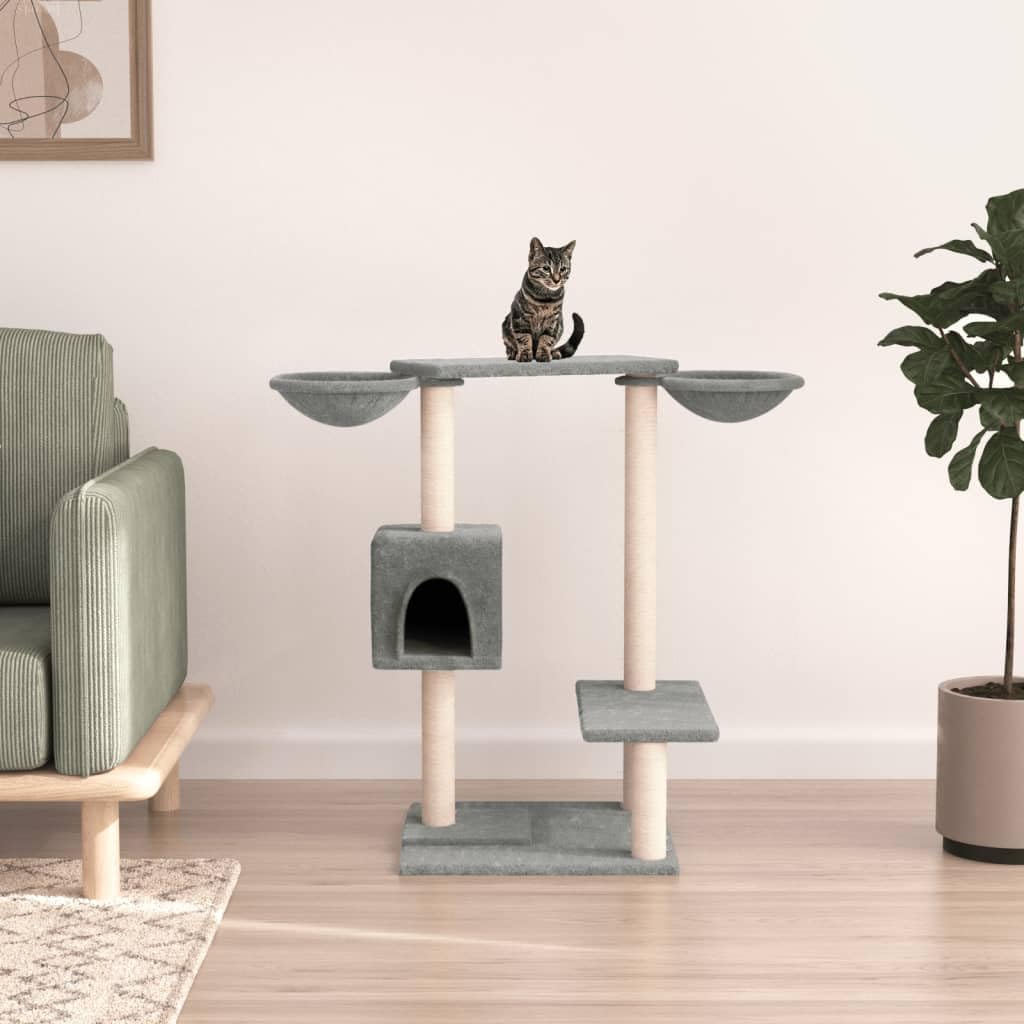 Rascador para Gatos con Postes Gris Claro 82 cm, CIADAZ Rascador Gato, Arbol Rascador para Gatos, Gatos Accesorios, Torre Gatos, Arranhador para Gatos, Casa para Gatos