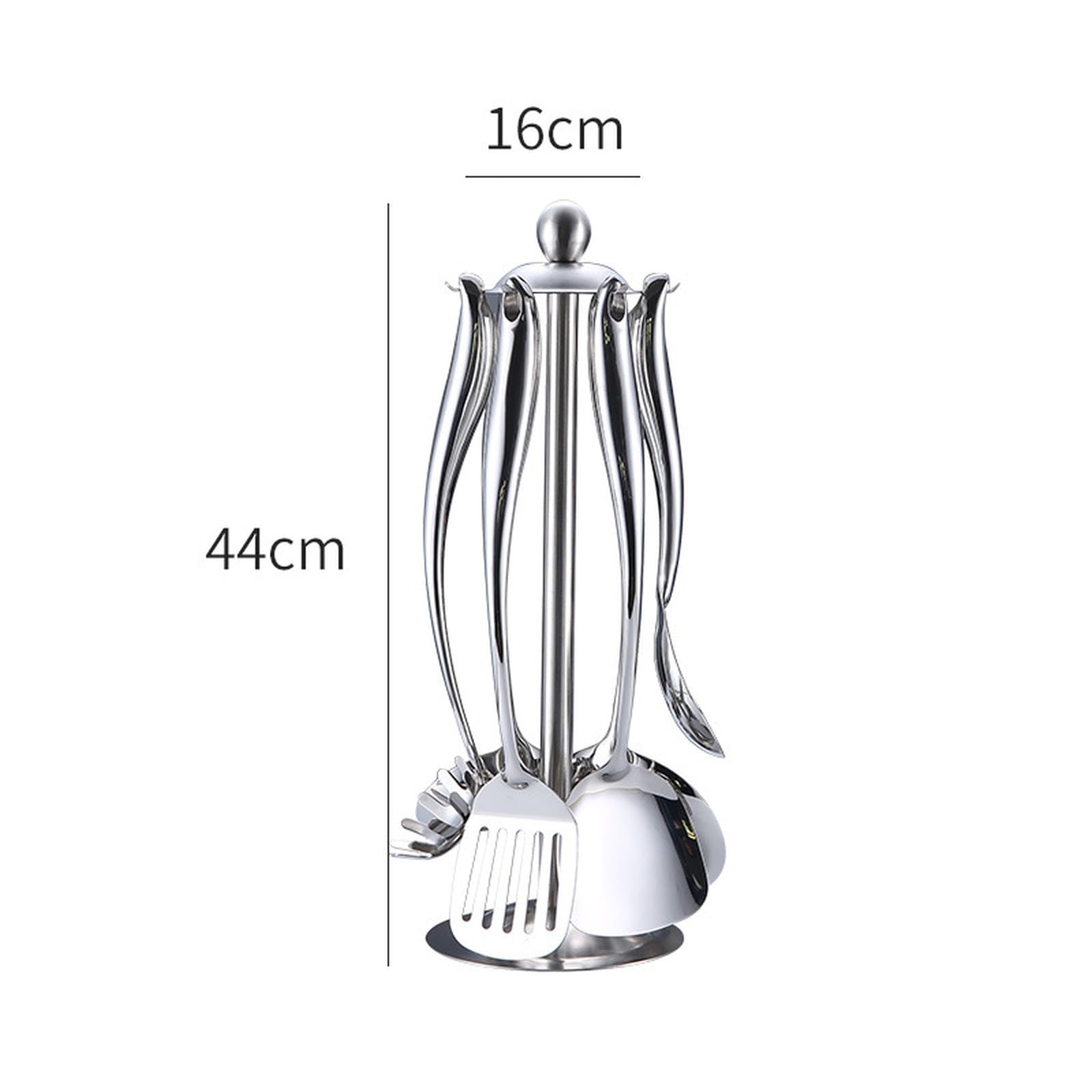 Küchenhelfer-Set aus Edelstahl 304, 7-teilig, hitzebeständig, inklusive Pfannenwender, Suppenkelle, Schaumlöffel, Pastalöffel und Schaumlöffel.