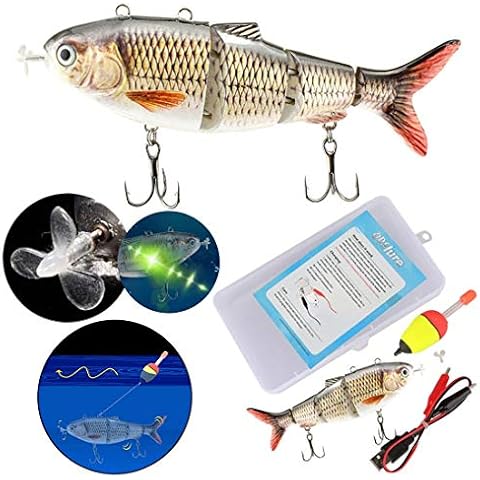 Robotic Swimming Fishing Electric Lures, Fishing Electric Lures, USB Rechargeable Lures Multi Jointed Swimbaits with LED Light Hard Lures Fishing Tackle Cover