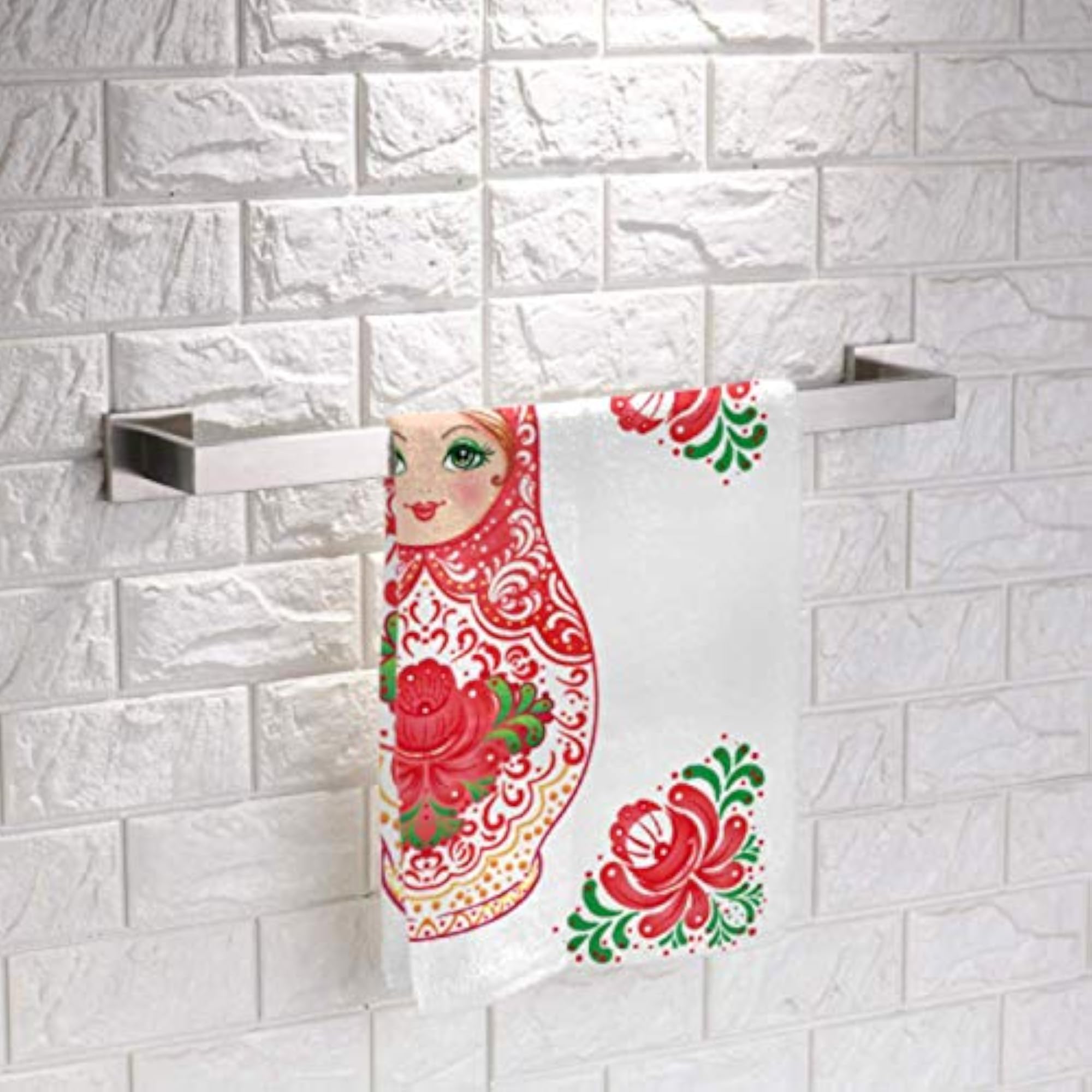 Red Cute Smile Cartoon Nesting Doll Soft Washcloths Set
