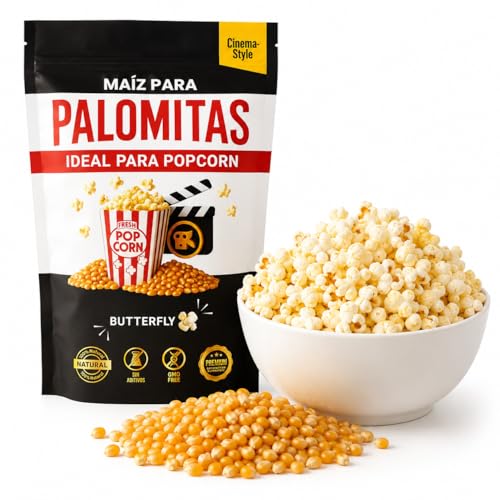 Maiz para Palomitas Butterfly AF - Sin GMO, Natural y Vegano | Bolsa Zip Resellable - Palomitas Crujientes para Cine en Casa, Recetas Dulces y Saladas