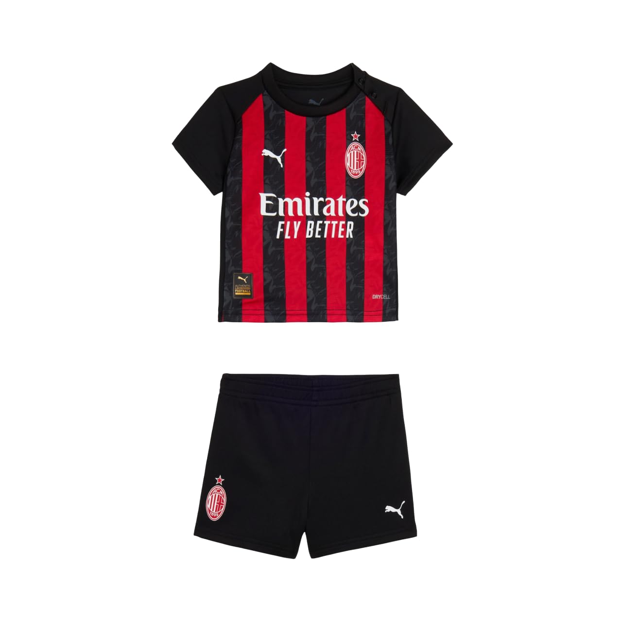 A.C. Milan Babykit Gara Home Stagione 2025/2026, Set Maglietta e Pantaloncini da Calcio, Prodotto Ufficiale Unisex - Bimbi 0-24