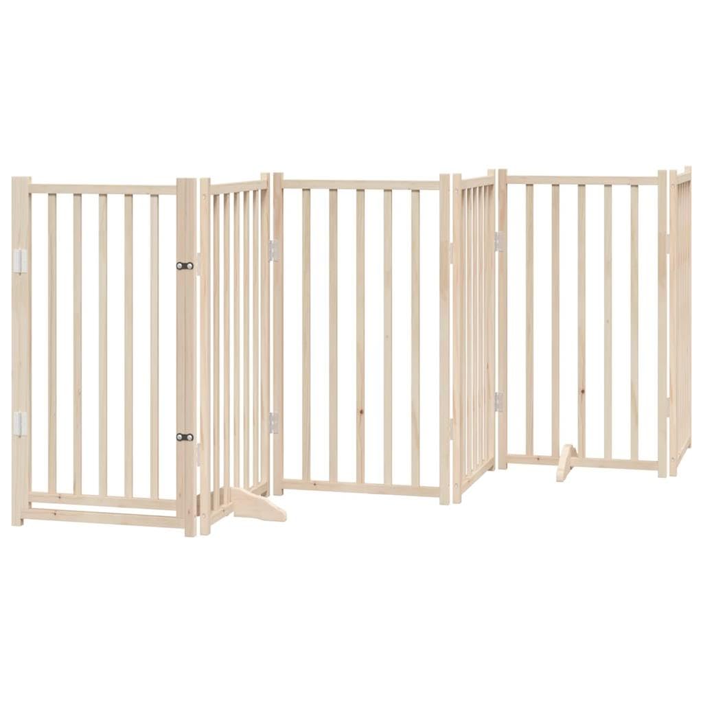 Homgoday Barrera para Perros,Puerta para Perros Plegable 6 Paneles Madera de álamo 300 cm Barrera de Seguridad para Perros Mascotas,para Escaleras y Puertas