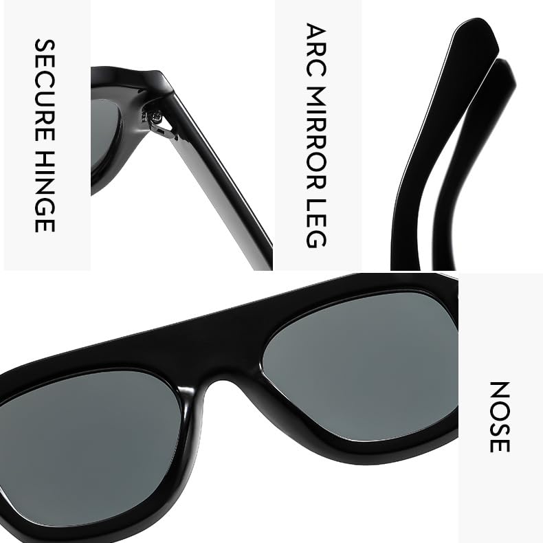 bullabulling Trendy Pilot Sunglasses for Women Men 70s Vintage Plastic Frame Sun Glasses Flat Top Frame3