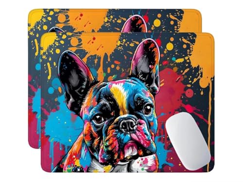 HHQGOUYG 2Pcs Tappetini per il Mouse, 260 x 210 mm Tappetino per Mouse Cane da combattimento francese, per Computer con Base in Gomma Antiscivolo, Resistente agli Schizzi, Materiali Durevoli y-233