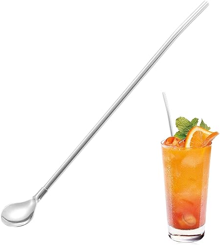 Miniatura 3 de Cucharas de paja de metal, cucharas de paja para bebidas, pajitas de bombilla de té de yerba mate, pajitas de cuchara de acero inoxidable, cucharas