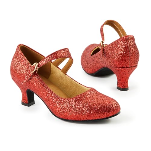 missfiona Women's Glitter Latin Ballroom Dance Shoes Pointed-Toe Y Strap Dancing Heels3