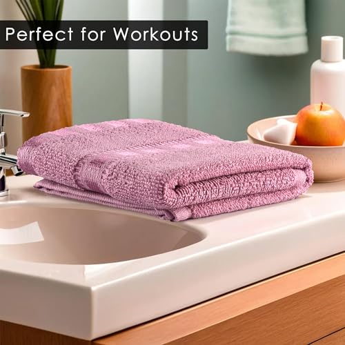 Image of Urbane Home Pack of 6 Cotton Hand /Face Towels for Men & Women | Easily Washable | Workout Gym Napkins for Men | Pocket Towel - Pink