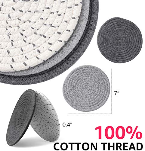COSYLAND 7 Inches Trivets Set 3 Pack Potholders Pure Cotton Thread Weave Stylish Coasters, Hot Pads, Hot Mats,Spoon Rest… - Image 3