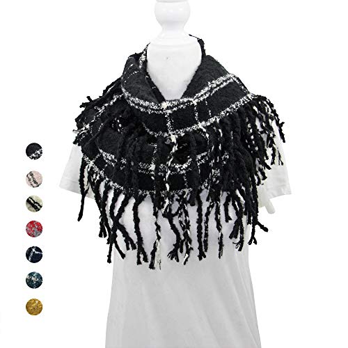 Contempo Lifestyles Plaid Infinity Scarf with Fringe – Fashion Colorful Lumberjack Unisex Scarf – Soft Winter Scarf4