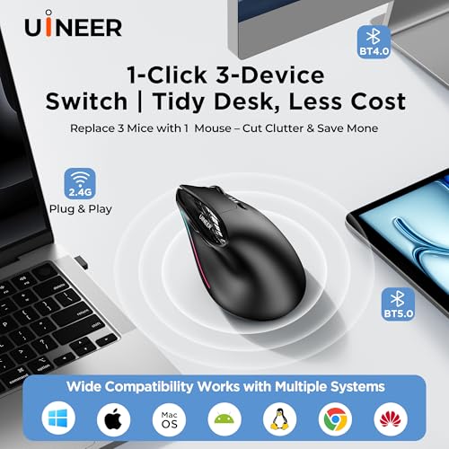 Uineer Vertical Ergonomic Mouse Wireless Bluetooth 3 Device - image 6