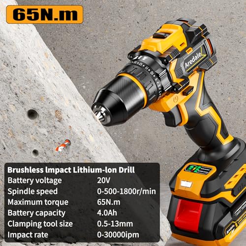 20V Cordless Drill Set, Brushless Power Drill Driver with 2 2.0Ah Battery and Charger, 3/8" Keyless Chuck - image 6