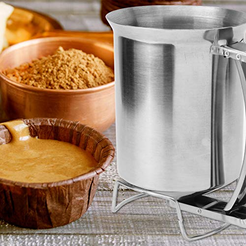 DOITOOL Dispensador de massa de panqueca com tampa, separador de massa de aço inoxidável, despejador