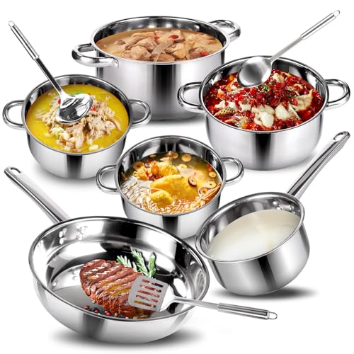 Catálogo de Baterias de Cocina Bodega Aurrera favoritos de las personas. 50 Batería de Cocina de Acero Inoxidable, Juego de Ollas de Cocina de Inducción Antiadherente de 15 Piezas, Olla espesa y espátula, Funciona con Estufas de Eléctricas y de...