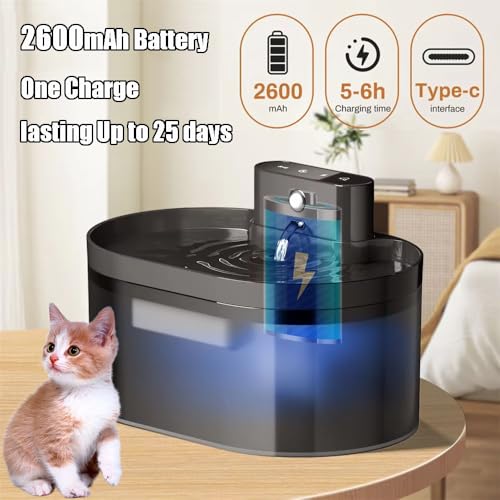 Fuente de Agua para Gato 2.2 L inalámbrica y automática miniatura 4