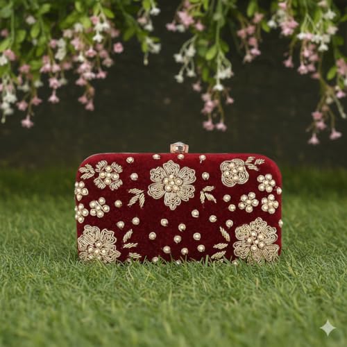 Image of RABIYA Clutch Purse for Women Formal Dressy Evening Clutches Handbags for Wedding Elegance Charm Premium Elegance Clutch Bag with Detachable Chain Handal | Gift for Women | Clutch for Women