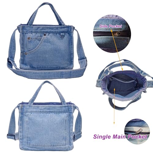 Image of SoonerCozer Crossbody Denim Purse Fashion Small Hobo Bag Stylish Handbag Tote Bag for Women
