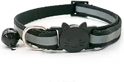Coleira para Gato Refletiva com Fecho de Segurança Regulável (PRETO)