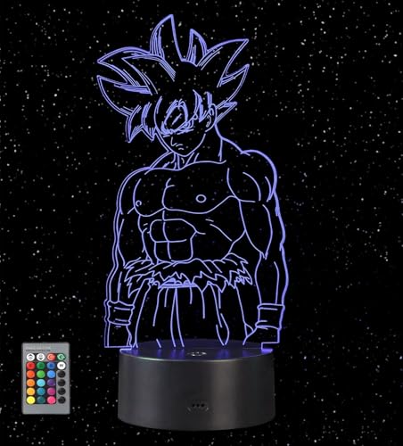 HooJtny Goku Lámpara 3D LED, Luz Nocturna Infantil 16 Colores