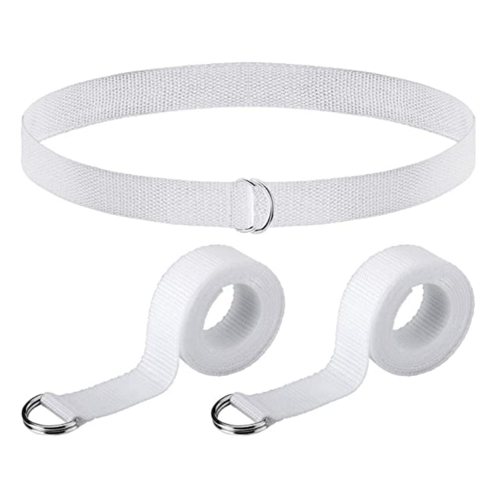 MiOYOOW 4PCS Web Fútbol Cinturón, 51 Pulgadas Blanco Cinturón D-Ring Cinturón para Hombres Mujeres Juegos Deportivos Ejercicios Juegos de Entrenamiento