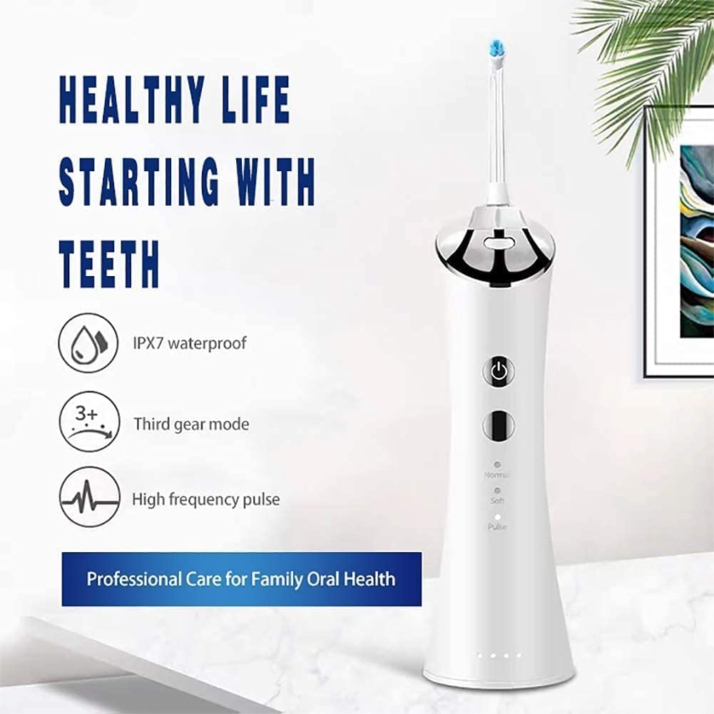 GeRRiT Water Flosser Irrigatore Orale Dentale Senza Fili Professionale - Idropulsore Portatile e Ricaricabile Impermeabile a 4 modalità for la casa e i Viaggi, apparecchi ortodontici e Cura dei Ponti