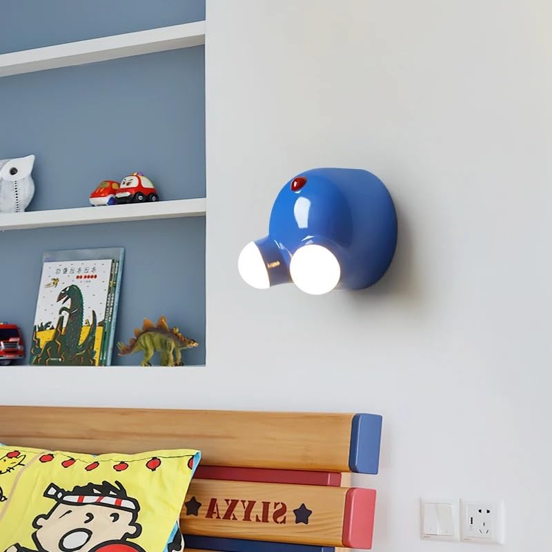Lampa ścienna do pokoju dziecięcego w stylu kreskówkowym z oświetleniem LED dla chłopców i dziewcząt, idealna do korytarza lub przejścia (niebieska)