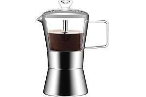 Geesta Premium Crystal Glass-Top Stovetop Espresso Moka Pot