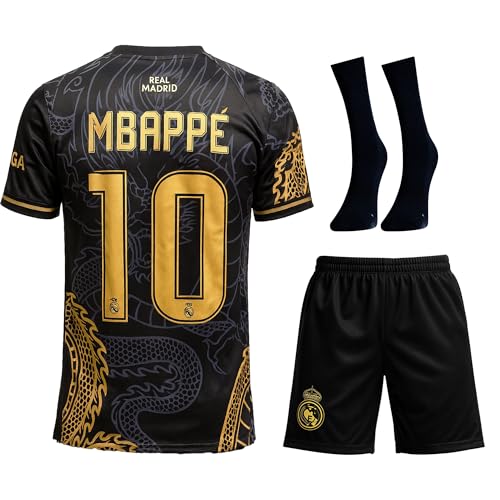 Gokaynex Mbappe R.Madrid #9 Dragón Retro Edición Limitada, Camiseta para niños y pantalones cortos, camiseta deportiva de fútbol, camiseta de entrenamiento, camiseta para niños, camiseta corta para