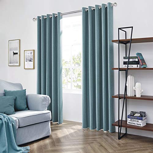 COASTLINE Luna brushed blackout eyelet curtains Duckegg Teal thermal insulated window treatment 2 panels blinds floor curtains for bedroom,Livingroom,Kids nursery room Width 90" x Drop 90" - Image 2