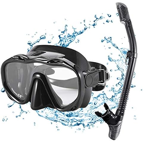 Snorkel Set Adults,Dry Snorkeling Set Men Women Anti-Fog Snorkel Mask Impact Resistant Panoramic Tempered Glass Easy Breathing and Professional Snorkeling Gear for Youth Adults Cover