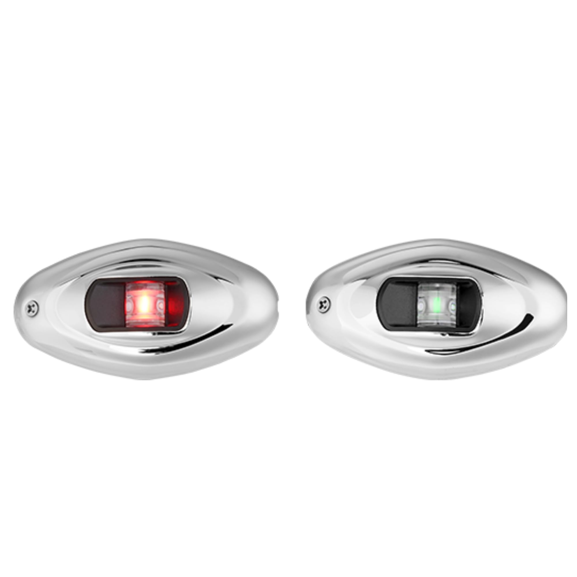 SEAFLO 02 Series Low Profile 316 Stainless Steel Bow LED Side Navigation Lights – 12V DC, 1W, 1NM Visibility, IP66 Waterproof, Vertical Mount, Marine Grade for Boats Under 39 ft (12m) (Combo Pack)
