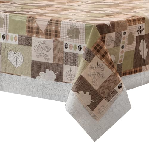 Image of Dakshya Industries 6 Seater PVC Waterproof Dining Table Cover 60x90 Inch | Floral Printed Washable Table Cloth with Lace Border