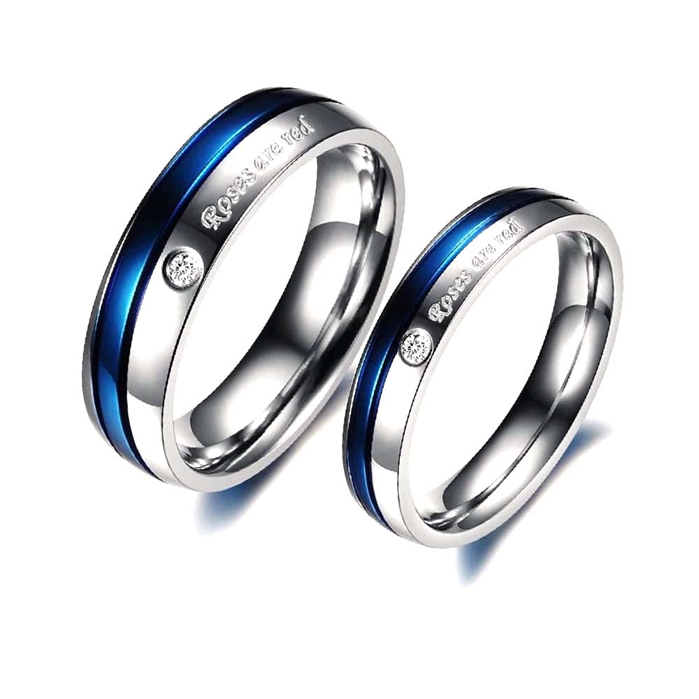 University Trendz "Roses are red Inlaid Couple Ring for Lovers in Silver Stylish for Men and Women (B093LPRYJP) Amazon Price History, Amazon Price Tracker