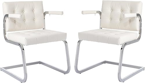 Okeysen Juego de 2 sillas de sala de conferencias, 2 sillas de oficina para invitados y recepción, silla de sala de espera con base de trineo, silla