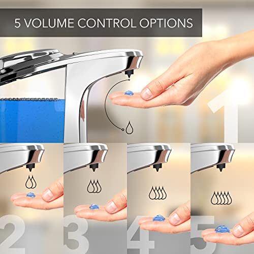 Everlasting Comfort Automatic Liquid Soap Dispenser, 17oz - Wash Your Hands 1400 Times on a Single Fill - Electric, Touchless Sensor, Hands Free for Bathroom, Kitchen Sink, Countertop or Dish Soap