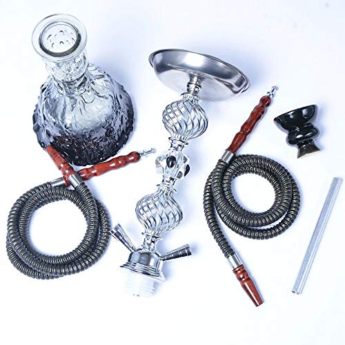 JYXZM Shisha Wasserpfeife, Aluminium Shisha Deluxe 2 Schlauch 53cm Tragbare Shisha Shisha Bongs mit Silikon Tabakkopf… – Bild 4