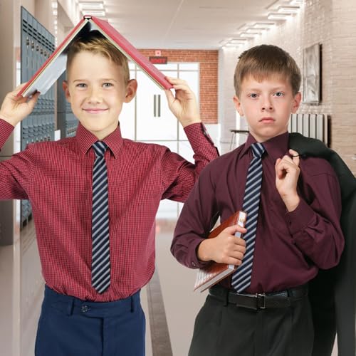 Boys' Tie - Self Ties for School & Graduation, Plaid & Striped Design2