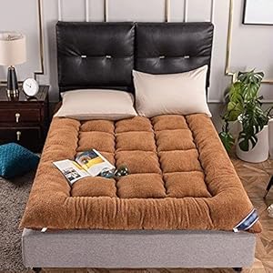 Futonmatras Japanse Vloer Tatami Mat Dikker Opvouwbaar Oprolbaar Slaapkussen Slaapzaal Bed Kussen Ligstoel Kussen Bed Voor Gastenbank (Kleur : Brown, Grootte : 180x220cm)