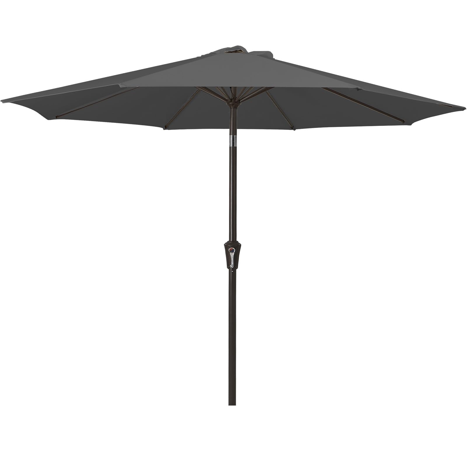 Palawano 2.7m Garden Parasol, Patio Umbrella with Push Button Tilt & Crank System, UPF50+ UV Protection Outdoor Sun Shade for Garden, Patio, Deck, Backyard & Pool, Gray