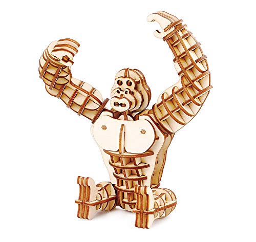 Rolife 3D Wooden Puzzle King Kong Toy-DIY Tiny Model Kit-Animal Action Figure-Assembly Jigsaw Puzzle-Home Decoration-Best Birthday Easter Day Gift for Nephew/Son/Grandson/Boys/Girls(Gorilla)