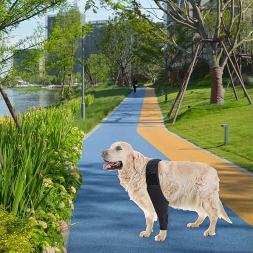 HSUYUN XL Leckschutz Hund Hinterbein, Verstellbar Leckschutz Hinterbein Hund, Schwarz Hunde Kniebandage Hinterbein, für Unterstützung und Schutz der Vorder- und Hinterbeine von Hunden